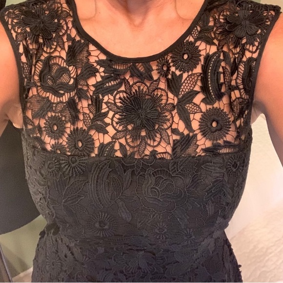 Milly Size 8 Black Lace Overlay Fit and Flare dress size 8 LBD - Picture 10 of 15